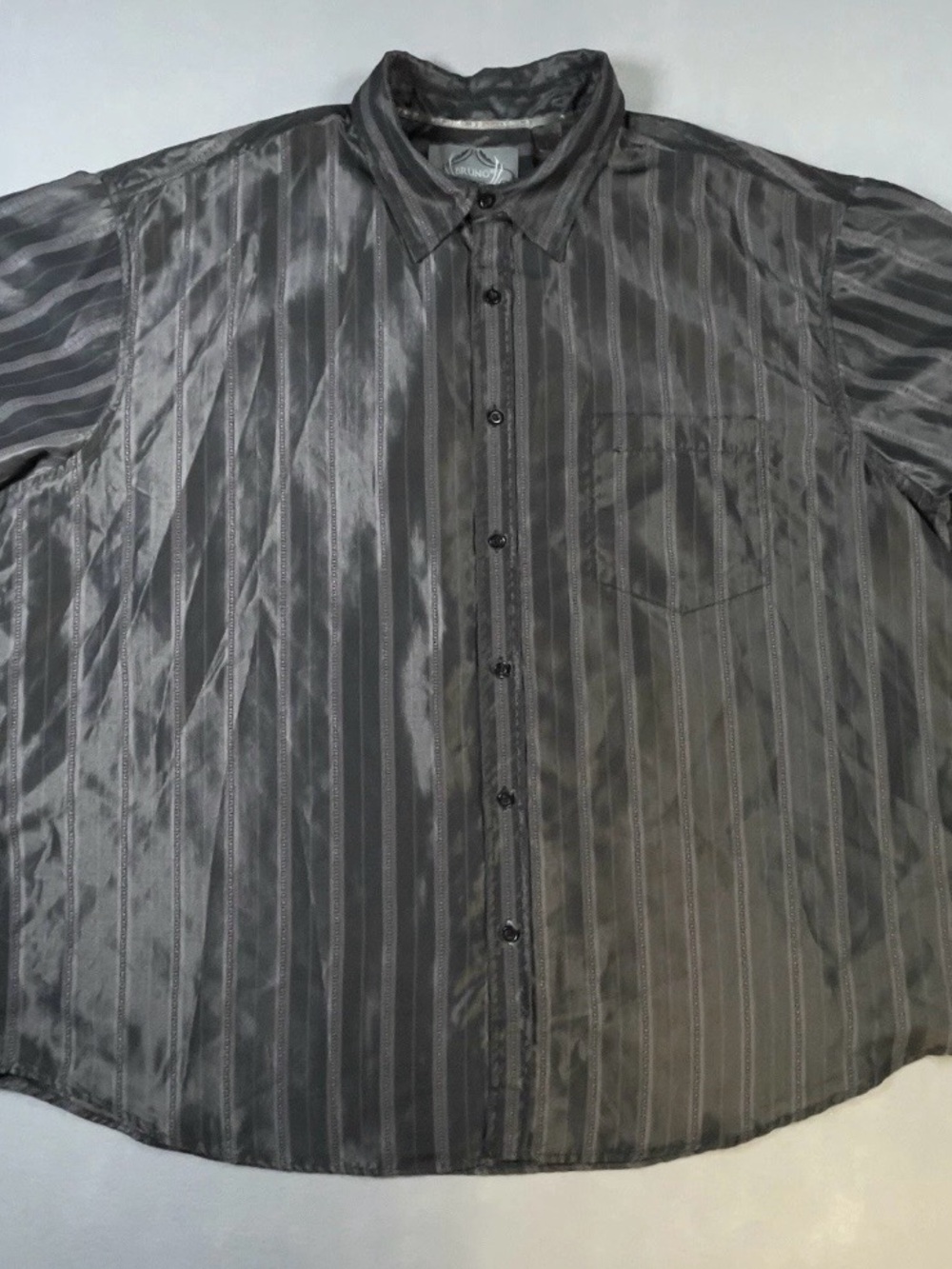 Bruno Men's Black Pinstripe Short Sleeve Button-Down Shirt Size 3XLT Boss Style
